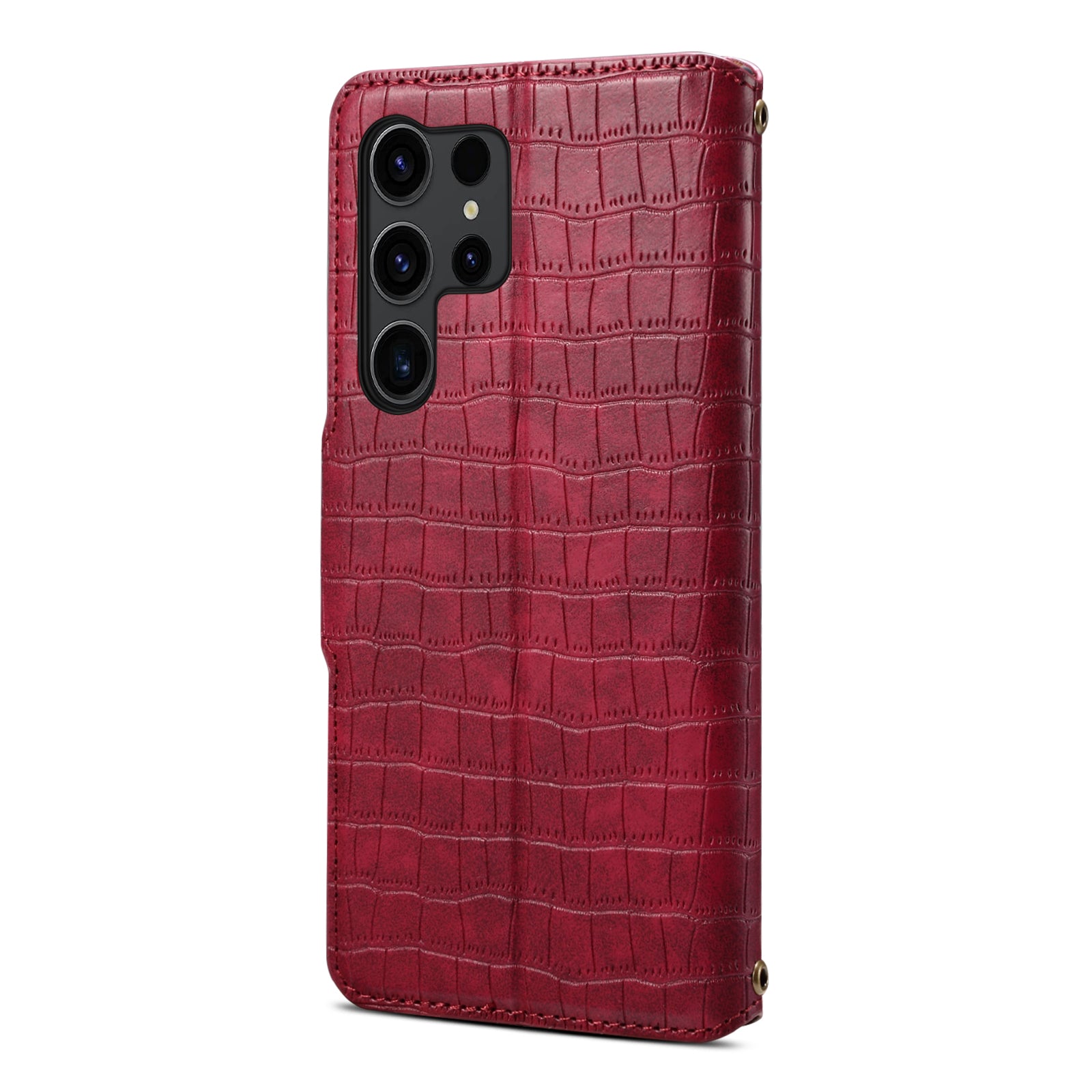 Crocodile PU Leather Samsung Cover Wallet Phone Case（Red）