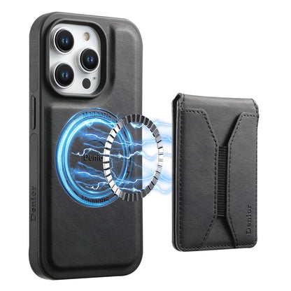 Skin-feeling Calfskin Magnetic Phone Case & Card Holder（Black）