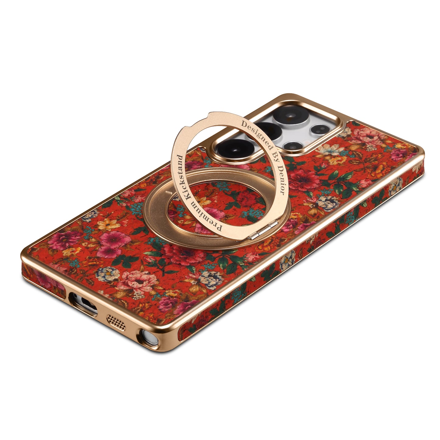 Cork Floral Rotating Electroplated Magnetic Phone Case (For Samsung)
