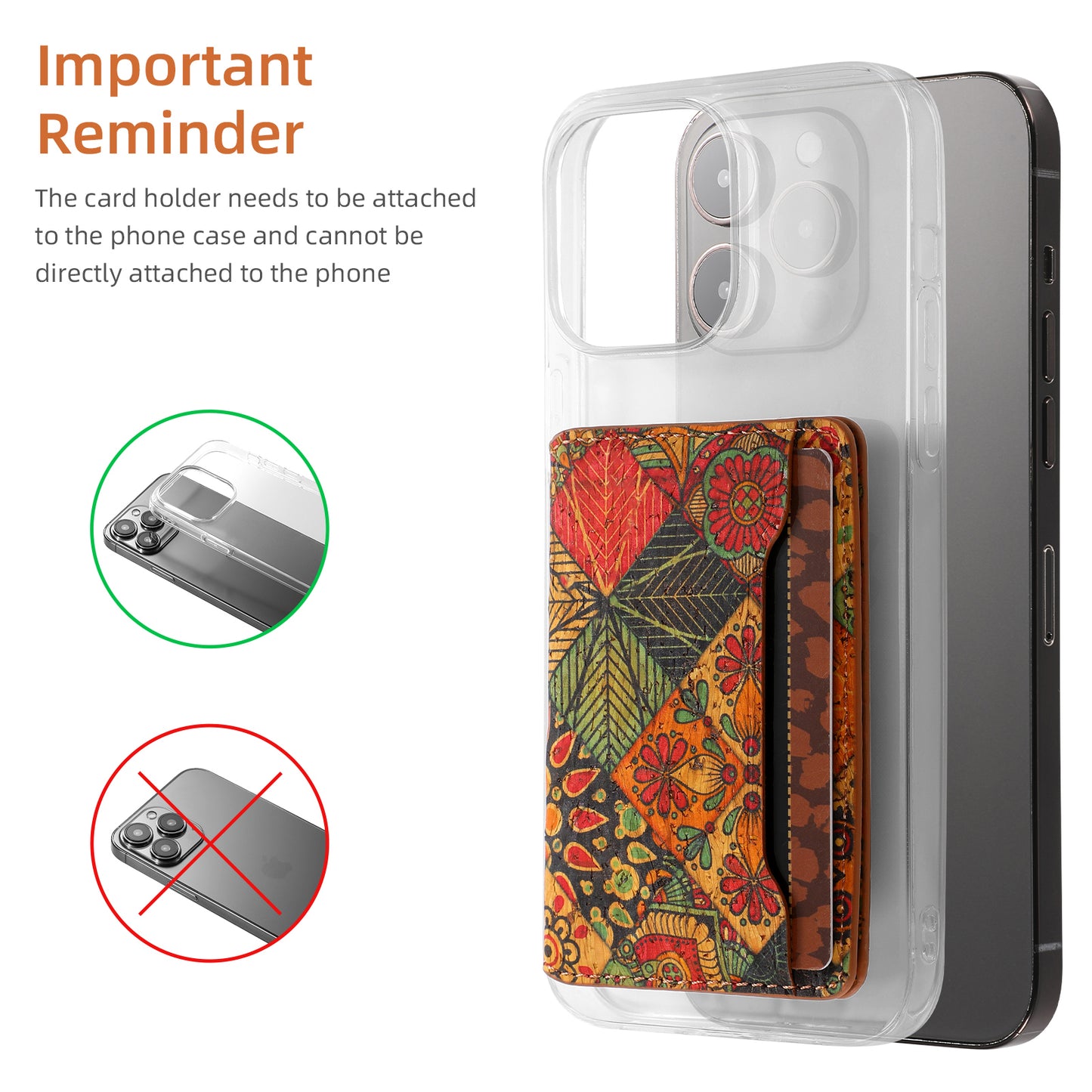 Glue Bifold Cork Card Holder - Floral