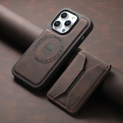 Skin-feeling Calfskin Magnetic Phone Case & Card Holder（Brown）