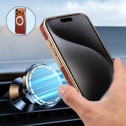 Genuine Leather Printed Gear Electroplated Phone Case