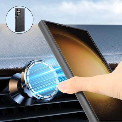 PU Retro Faux Leather Texture Magnetic Phone Case (For Samsung)