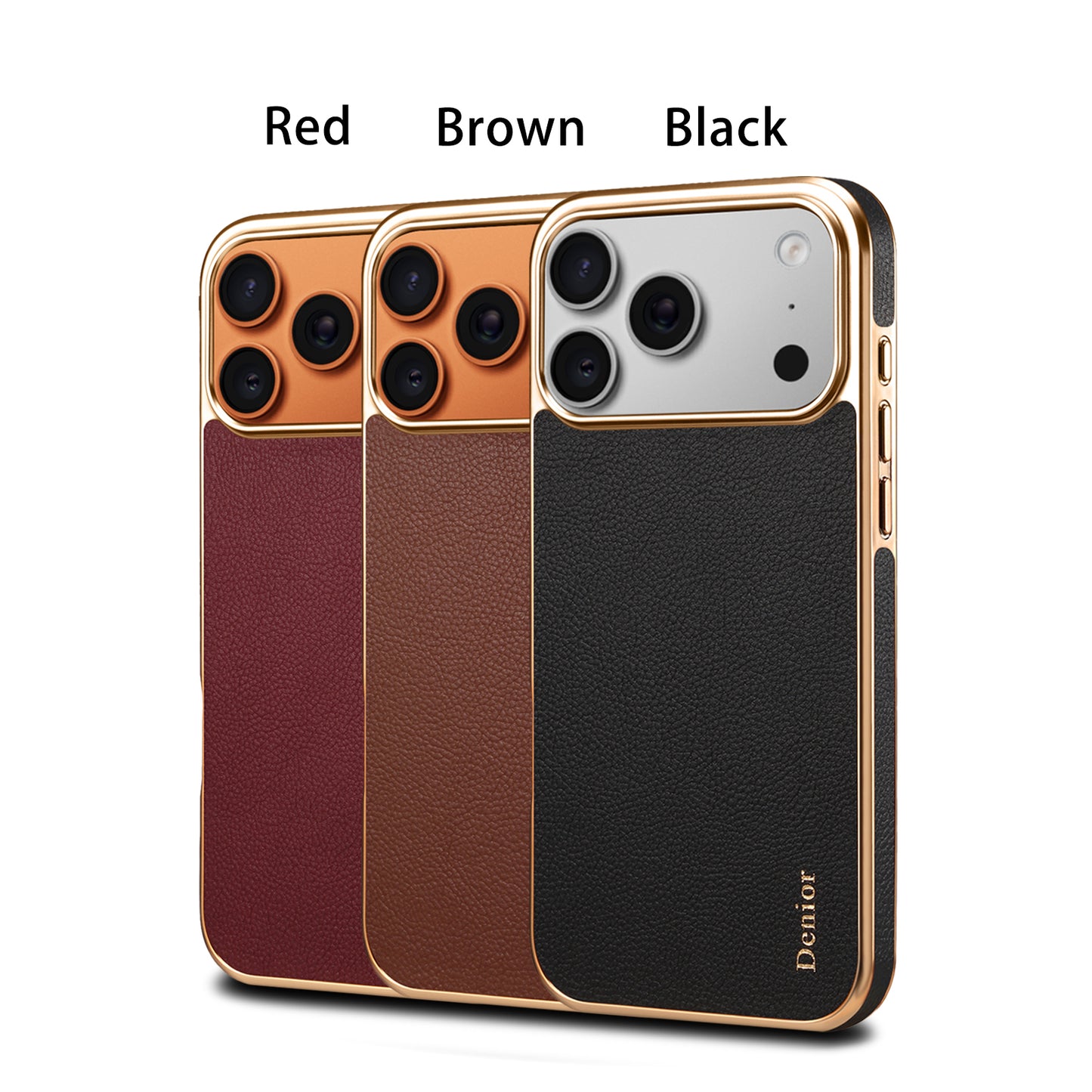Luxury Car Style Genuine Leather Electroplated Phone Case