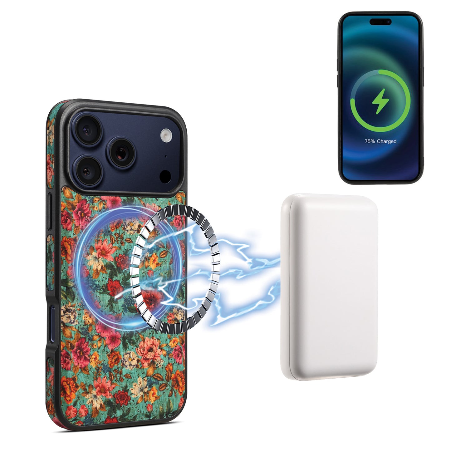 Floral Cork Mag Case