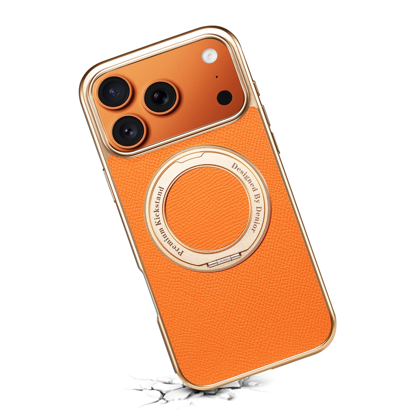 Genuine Leather Gear Electroplated Phone Case