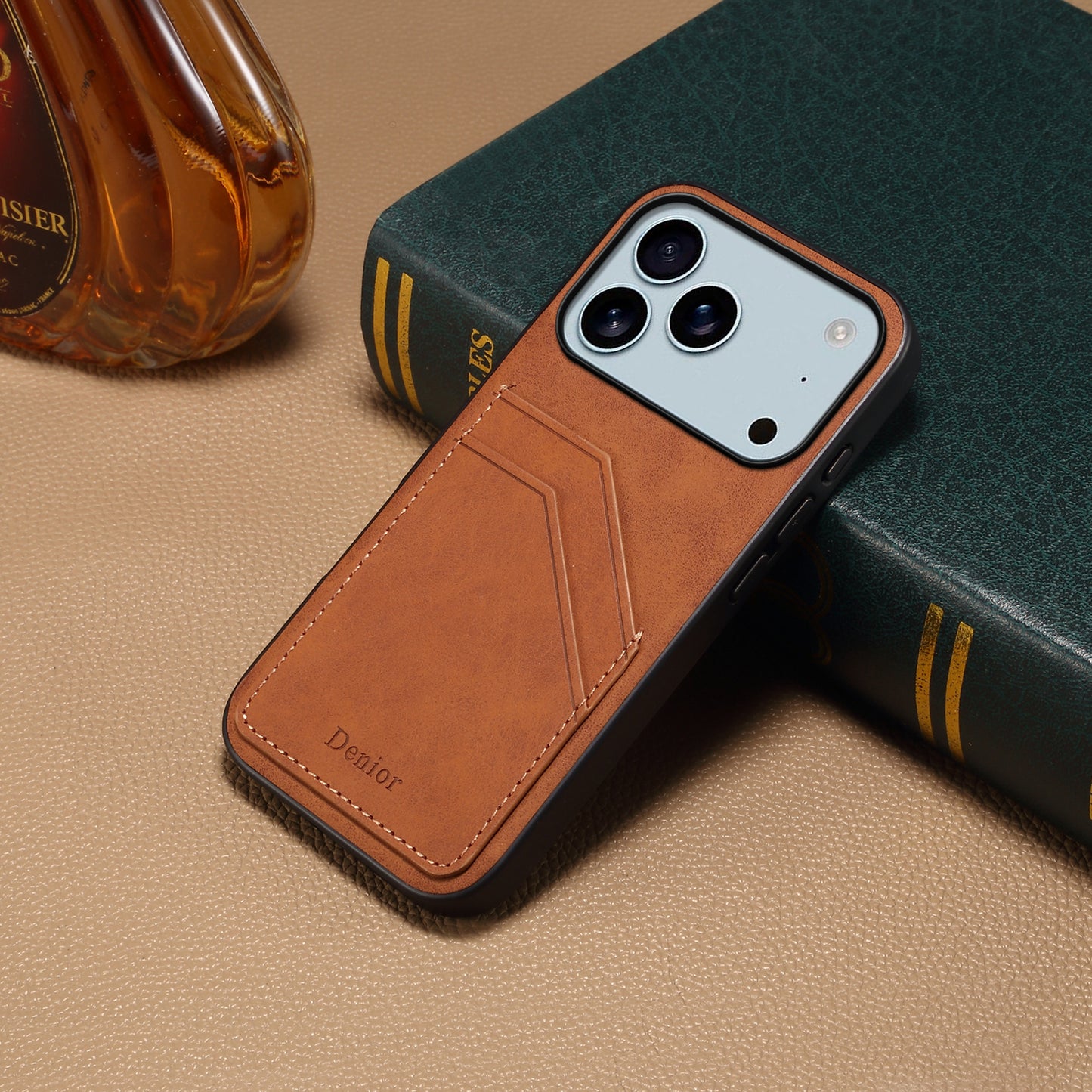 PU Retro Faux Leather Dual Card Slot Phone Case (For iPhone)