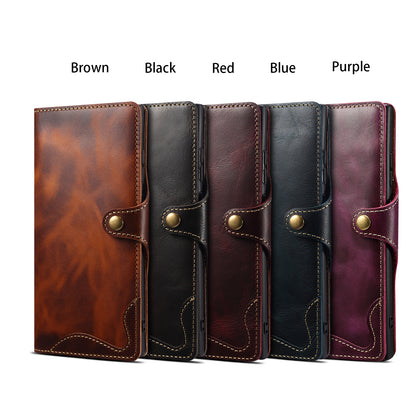Samsung Galaxy S24/S25 Series Genuine Leathe Multi Functional Card Insertion Flip Wallet Holder Phone Case（Purple）