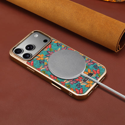 Butterfly Printed Magnetic Electroplated Phone Case