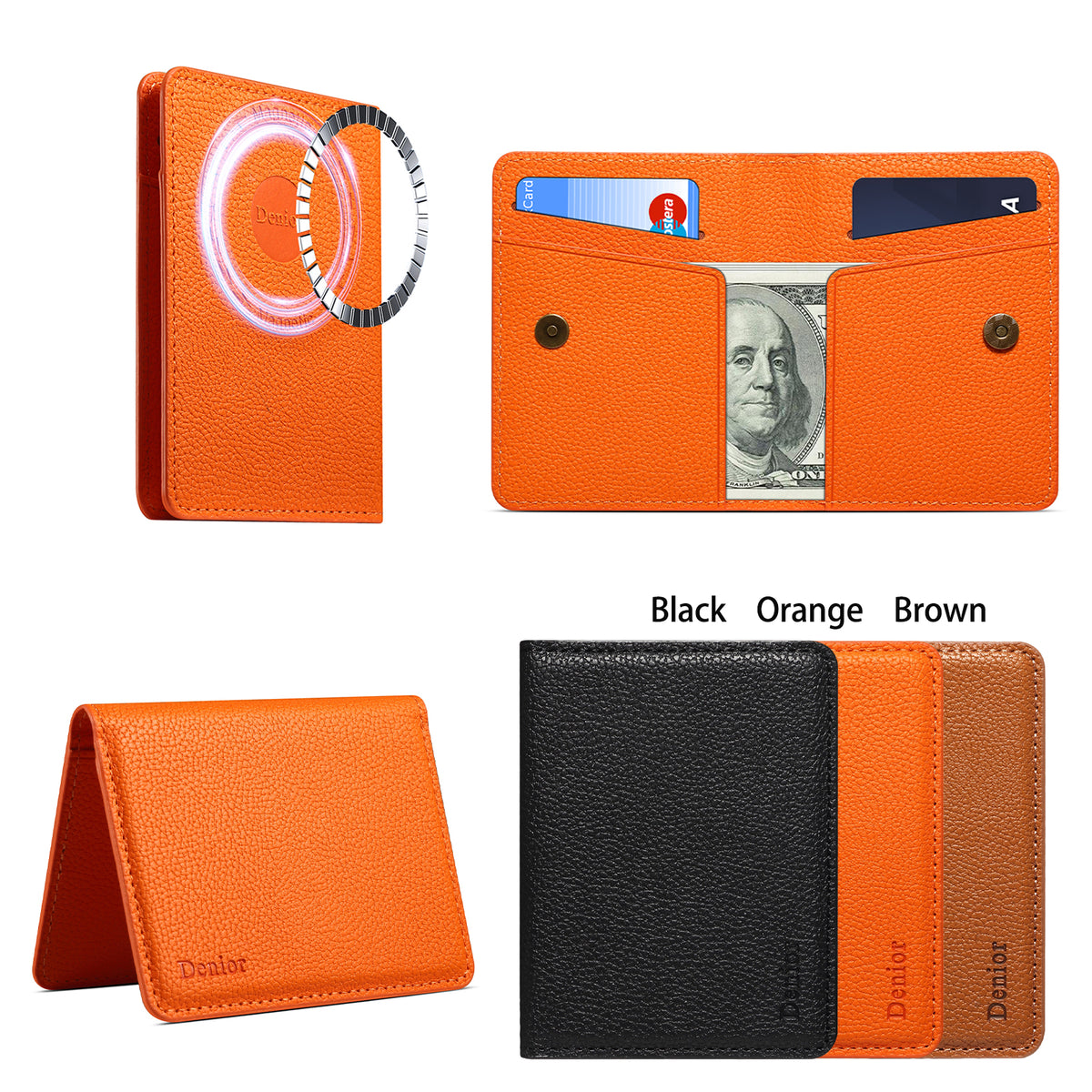 PU Leather 2-Slot Magsafe Foldable Card Holder Wallet