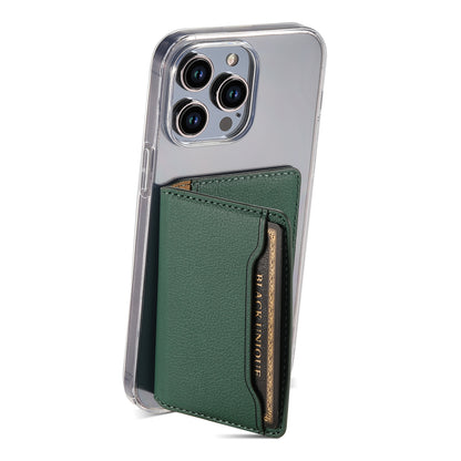 Litchi patterned Leather Bracket Ultra-Thin Credit Card Bag（Green）