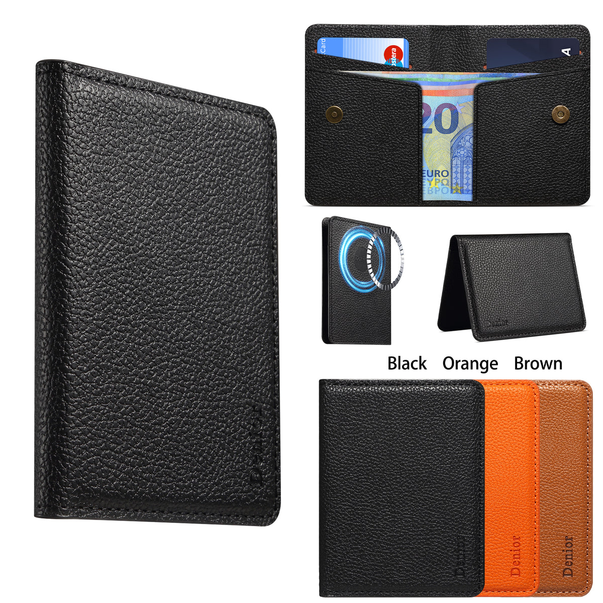 PU Leather 2-Slot Magsafe Foldable Card Holder Wallet