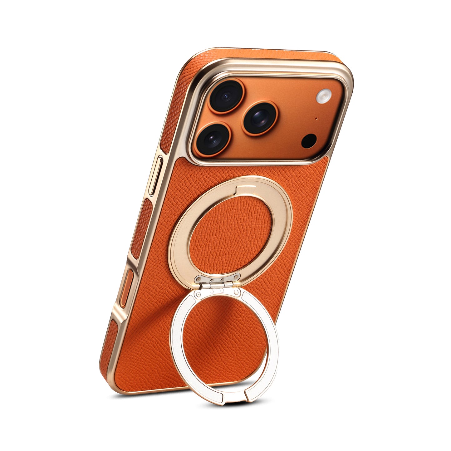 Genuine Leather Gear Electroplated Phone Case