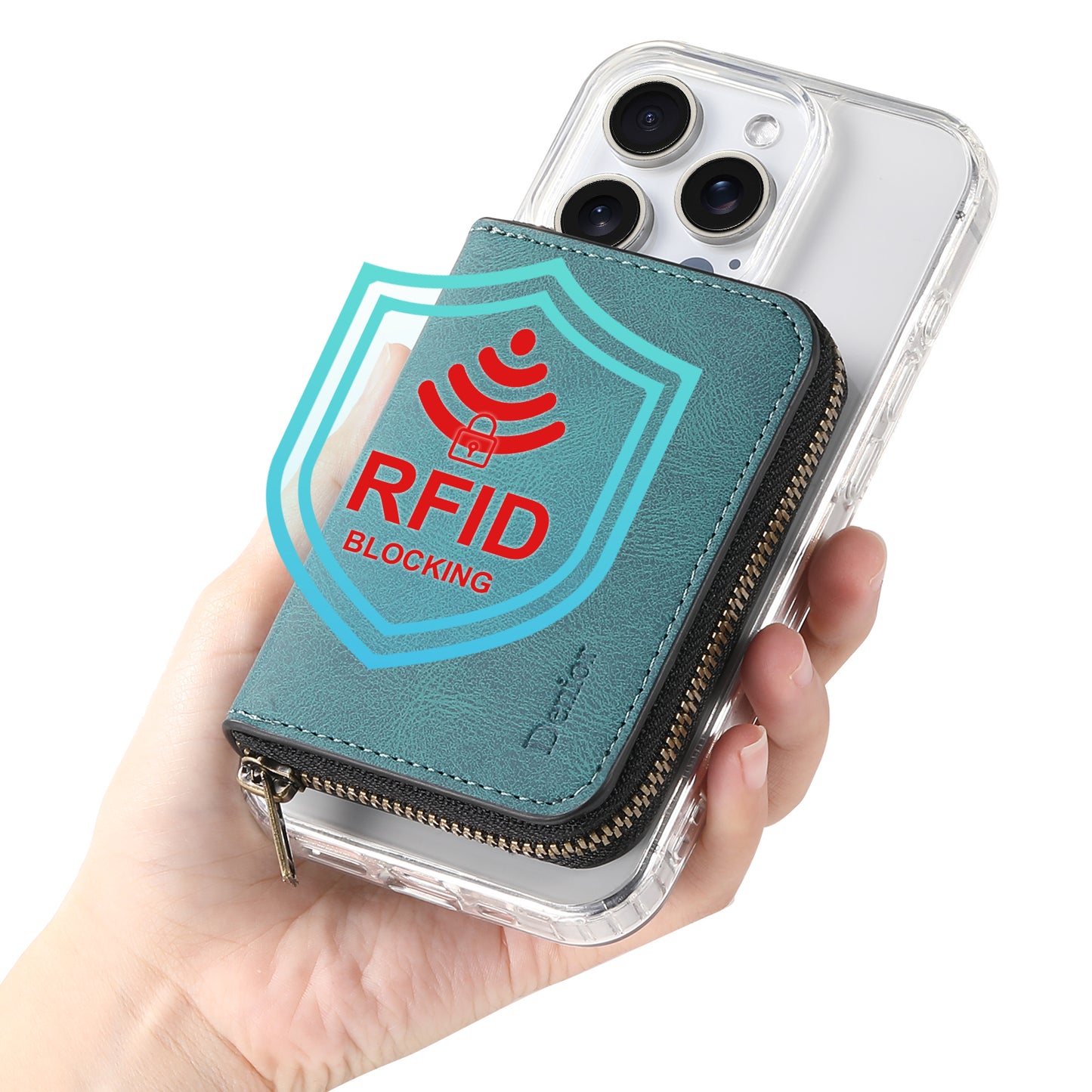 PU Skin-Feel Magnetic Zipper Card Holder