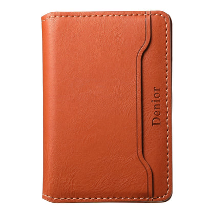 Magnetic Cowhide Pattern Credit Card Bag（Brown）