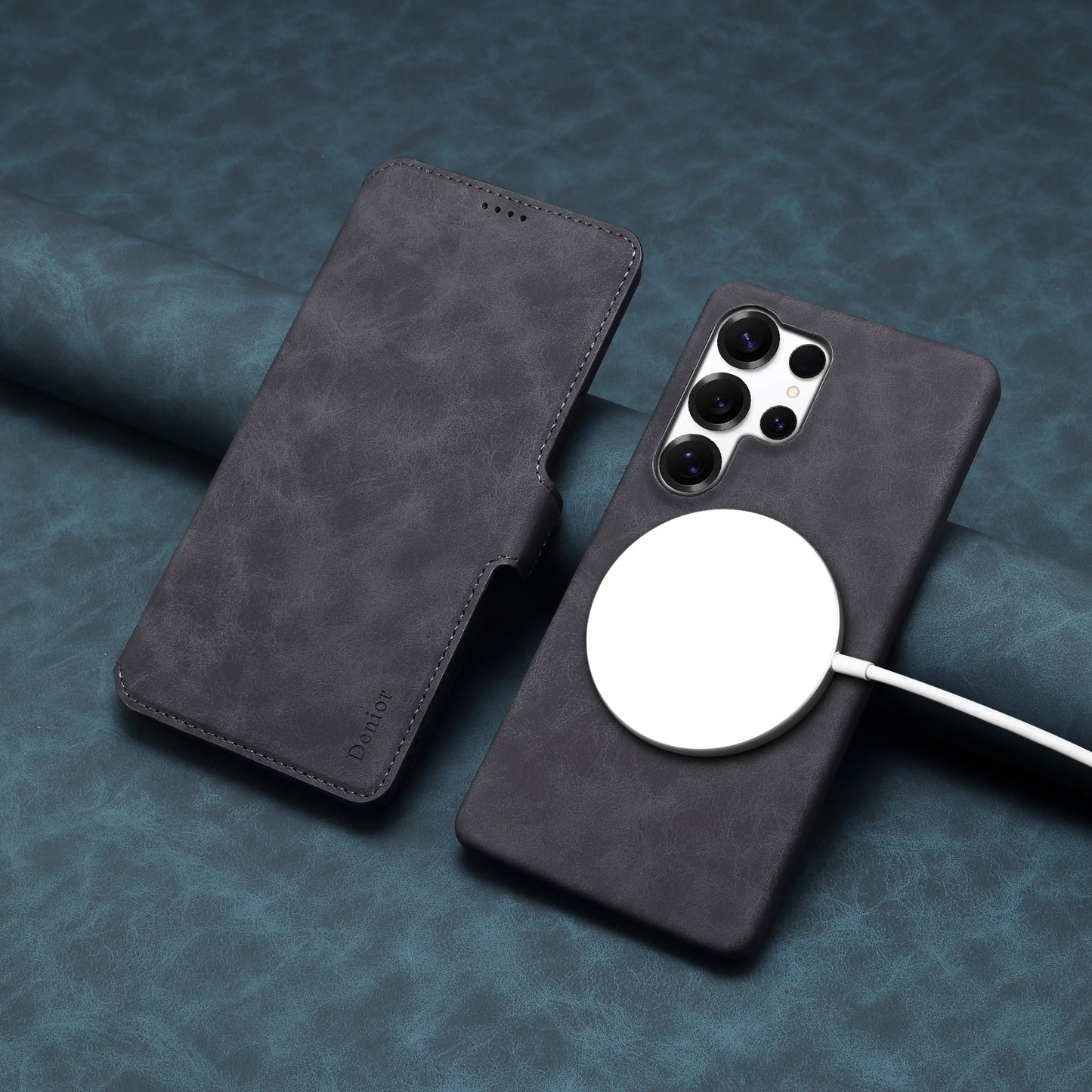 PU Retro Faux Leather Detachable Magnetic Wallet Stand Phone Case (For Samsung)