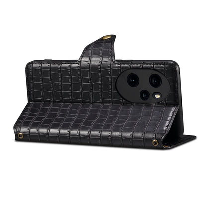 Crocodile PU Leather Honor Cover Wallet Phone Case（Black）