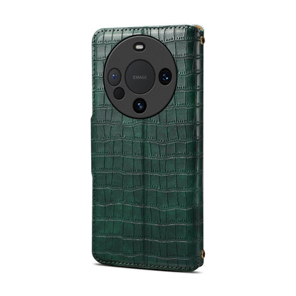 Crocodile PU Leather Huawei Cover Wallet Phone Case（Green）