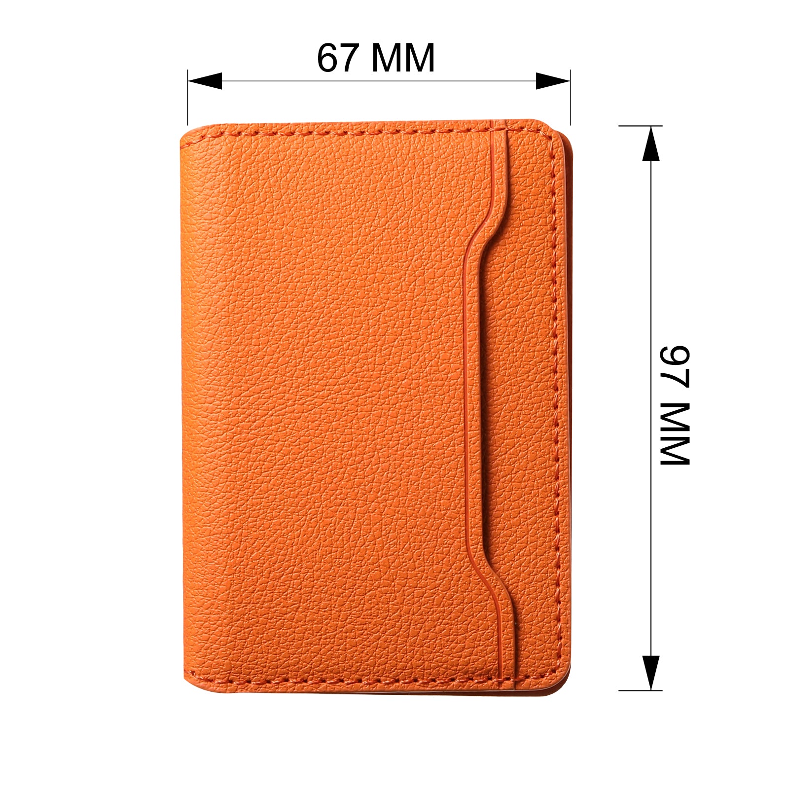 Litchi patterned Leather Bracket Ultra-Thin Credit Card Bag（Orange）