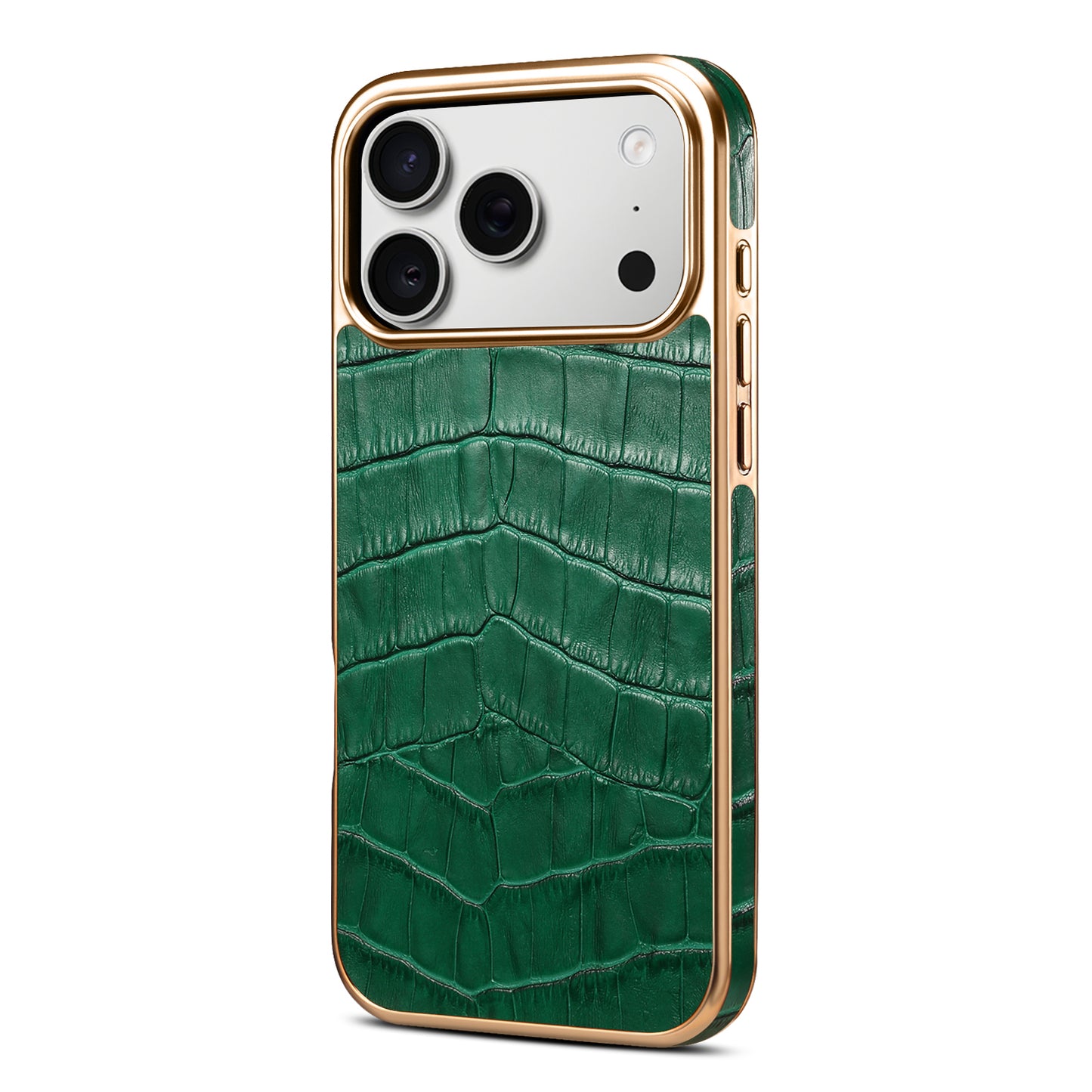 Genuine Leather Crocodile Texture Electroplated Phone Case