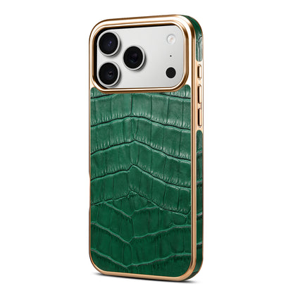 Genuine Leather Crocodile Texture Electroplated Phone Case