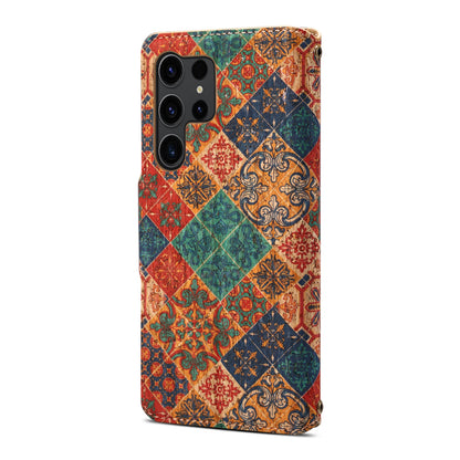 Cork Floral Button Wallet Stand Phone Case (For Samsung)