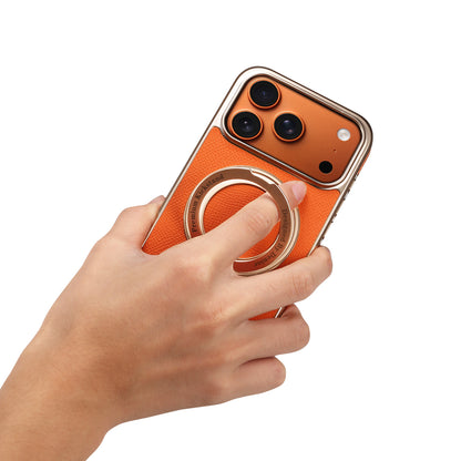 Genuine Leather Gear Electroplated Phone Case
