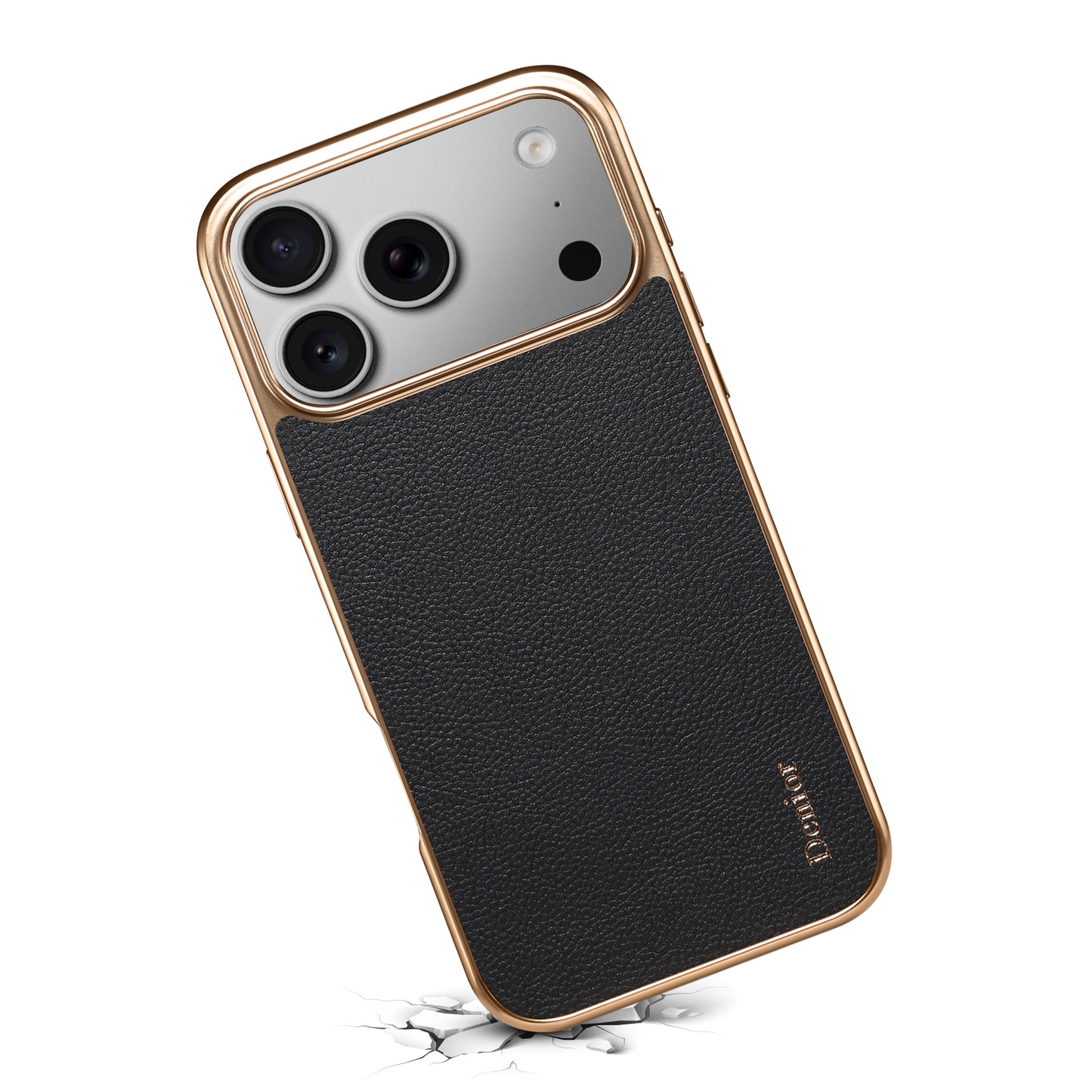 Luxury Car Style Genuine Leather Electroplated Phone Case