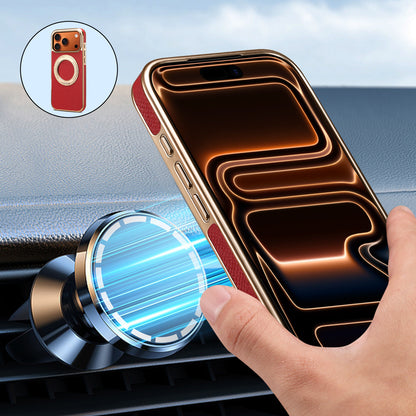 Genuine Leather Gear Electroplated Phone Case