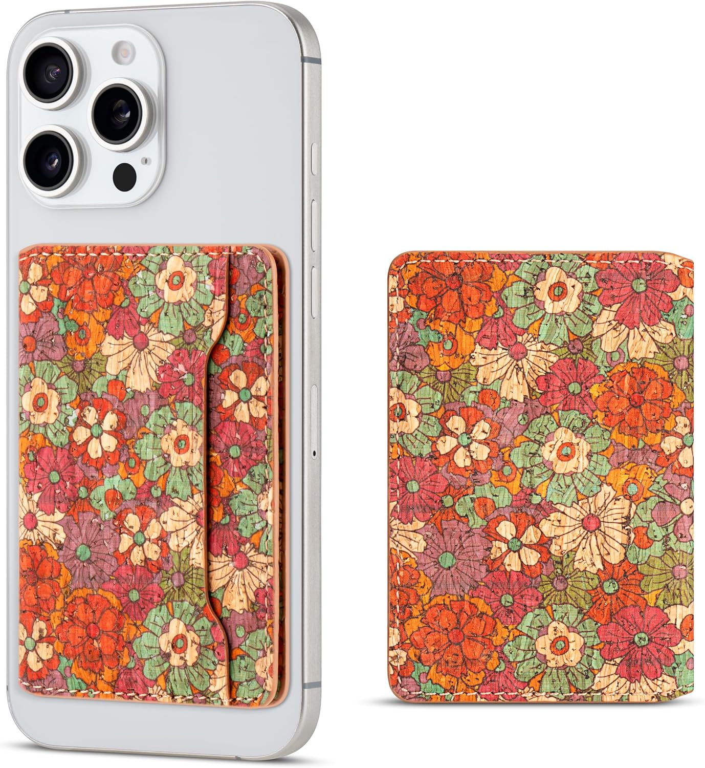 Cork Floral Magnetic Card Holder