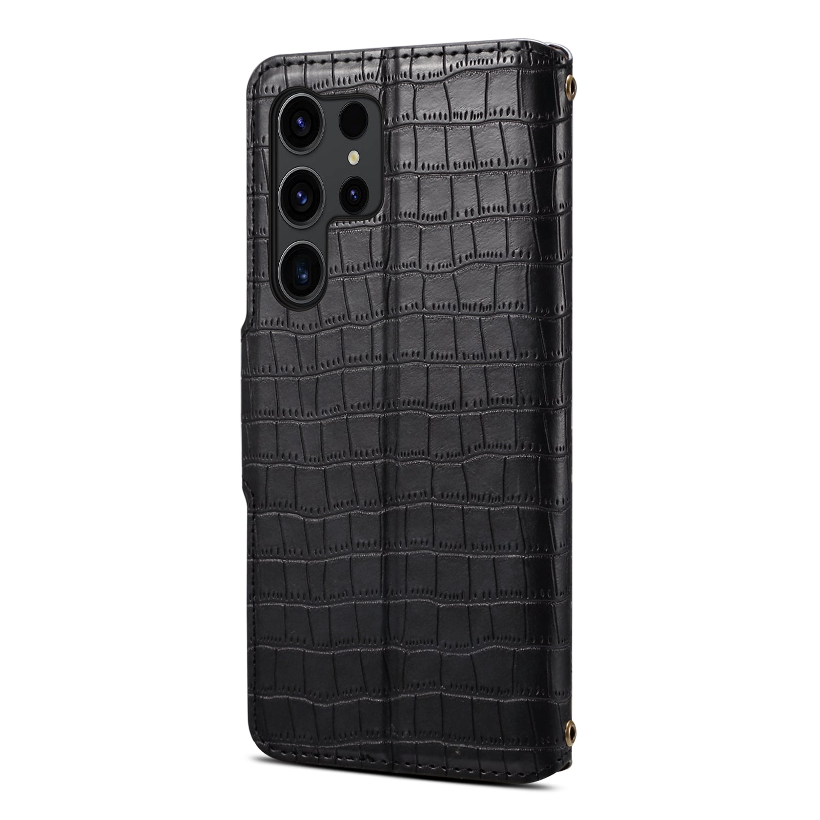 Crocodile PU Leather Samsung Cover Wallet Phone Case（Black）