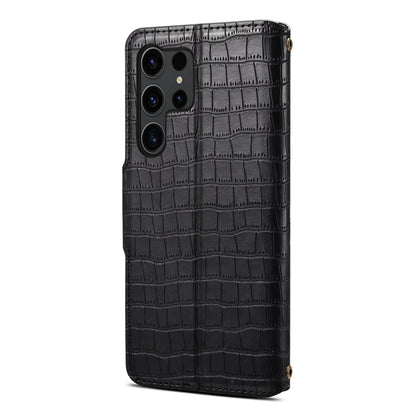 Crocodile PU Leather Samsung Cover Wallet Phone Case（Black）