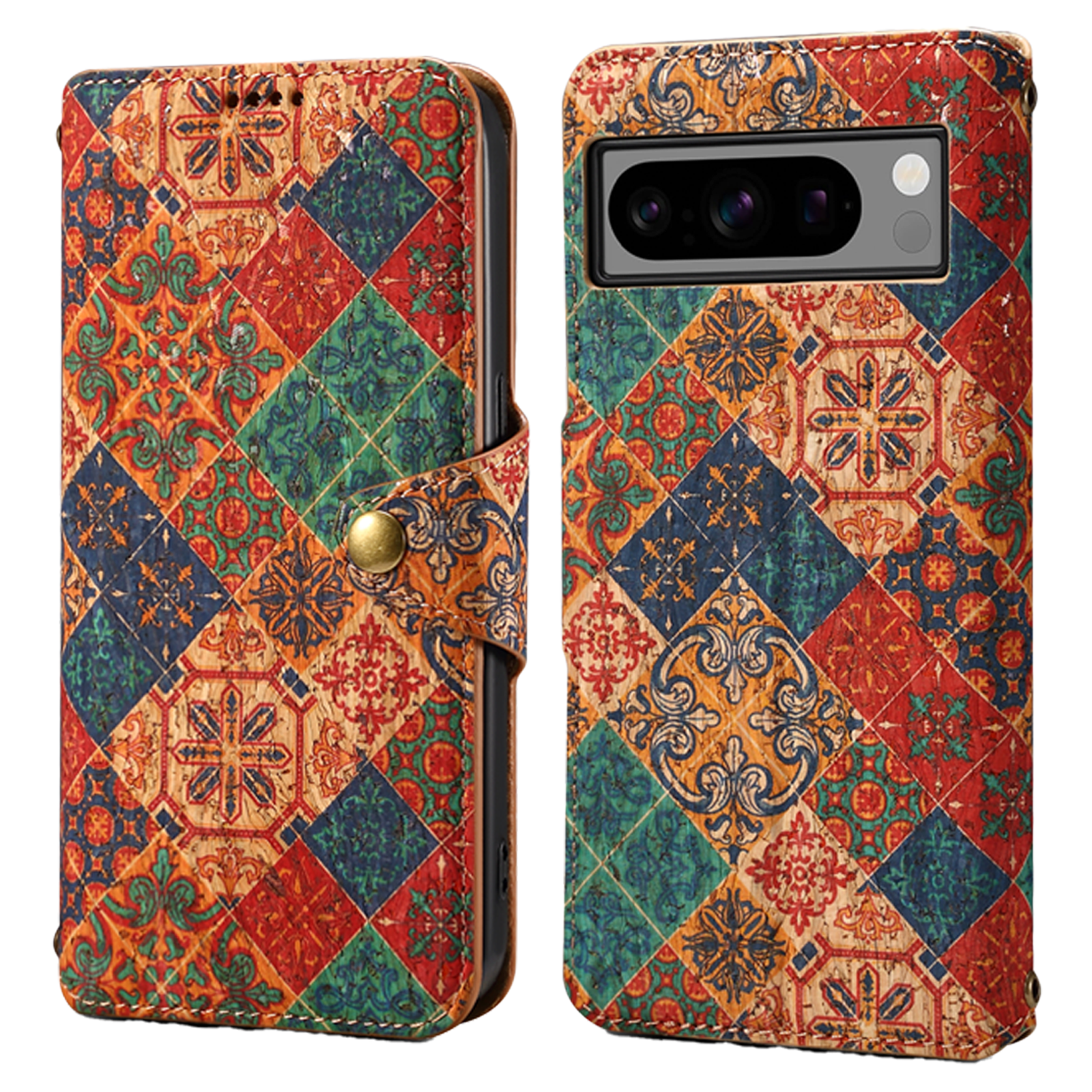 Google Flower Language Cork Flip Wallet Stand Leather Phone Case (Blue)