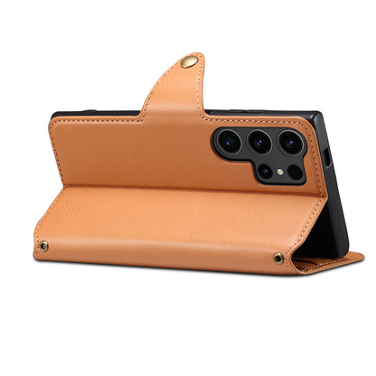 PU Faux Leather Texture Button Wallet Phone Case (For Samsung)