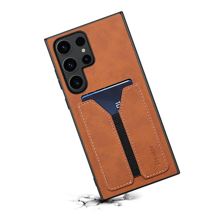 PU Retro Faux Leather DV Elastic Card Holder Phone Case (For Samsung)