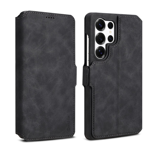 PU Retro Faux Leather Detachable Magnetic Wallet Stand Phone Case (For Samsung)