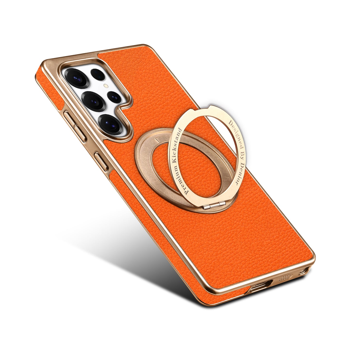 PU Faux Leather Litchi Texture Rotating Stand Electroplated Magnetic Phone Case (For Samsung)