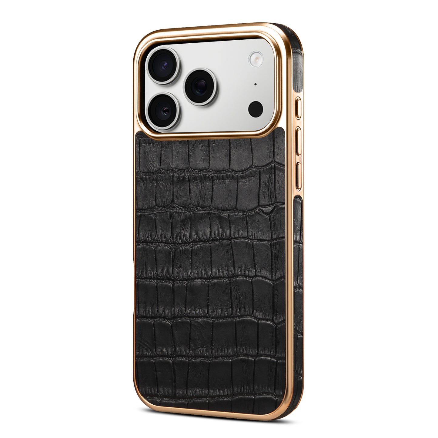 Genuine Leather Crocodile Texture Electroplated Phone Case