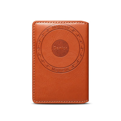 Magnetic Cowhide Pattern Credit Card Bag（Brown）