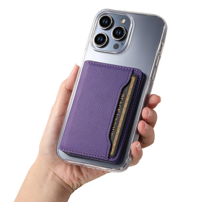 Litchi patterned Leather Bracket Ultra-Thin Credit Card Bag（Purple）