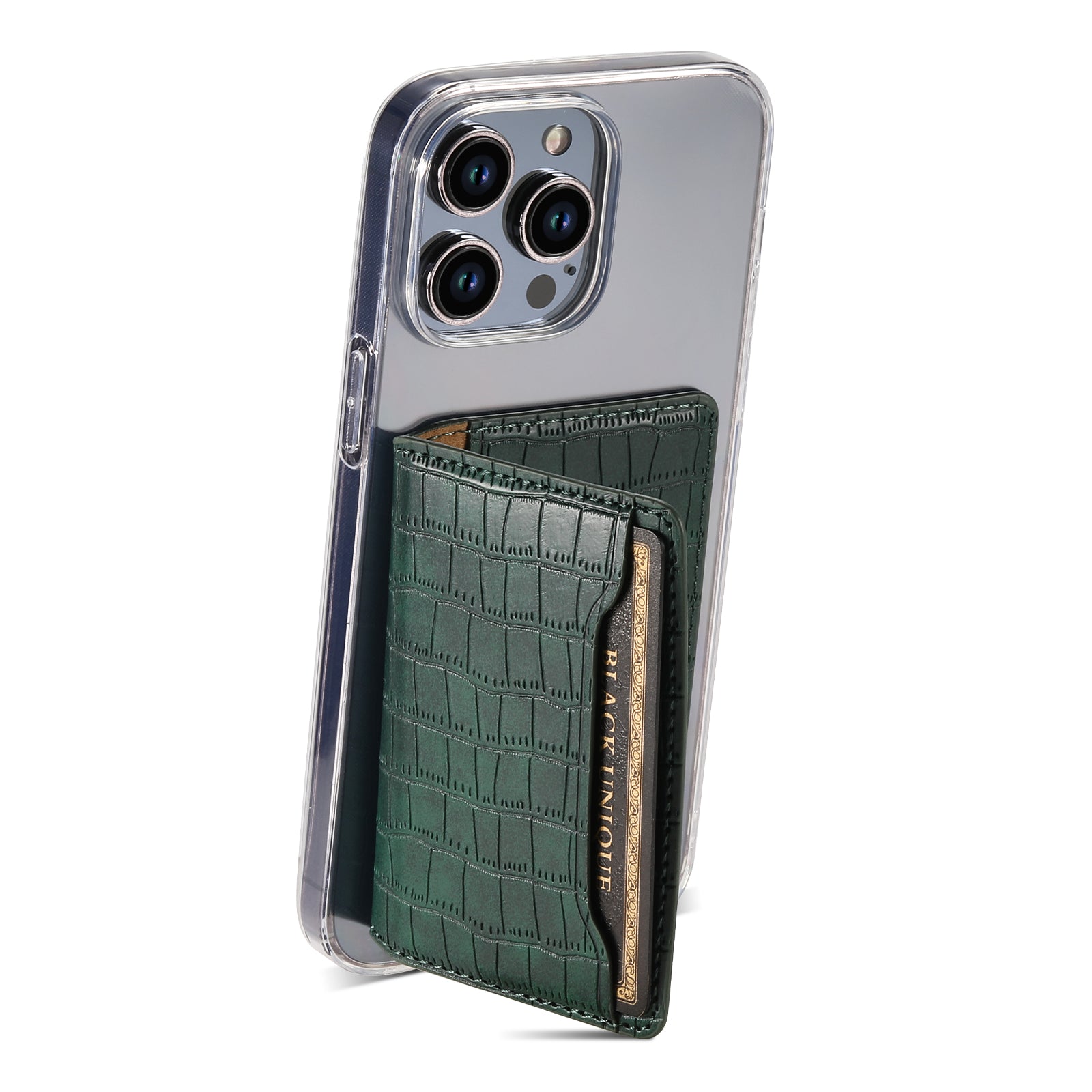 Alligator Pattern Leather Bracket Ultra-Thin Credit Card Bag（Green）
