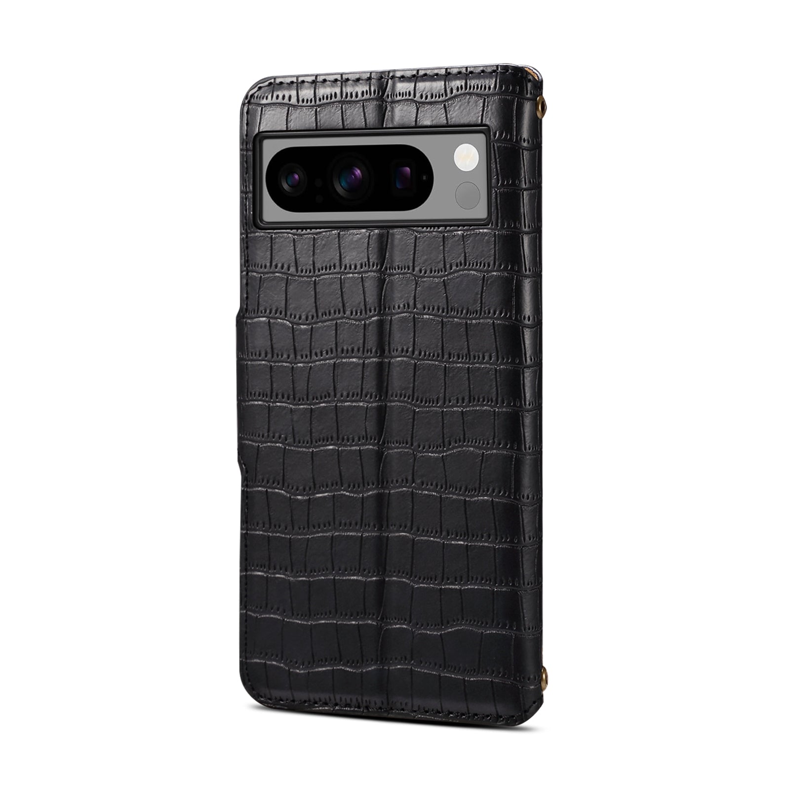Crocodile PU Leather Google Cover Wallet Phone Case（Black）