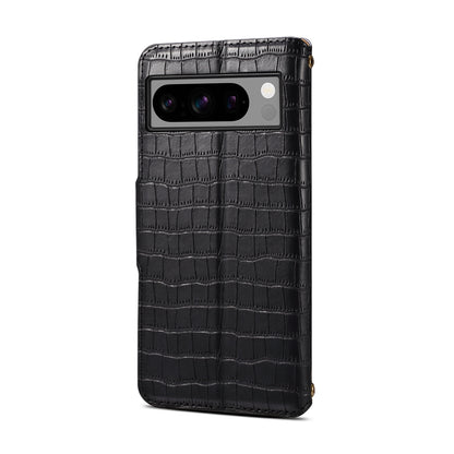 Crocodile PU Leather Google Cover Wallet Phone Case（Black）