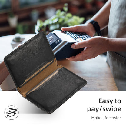 Magnetic Cowhide Pattern Credit Card Bag（Black）