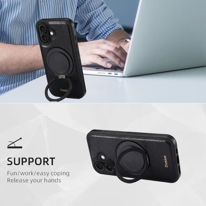 Genuine Leather 360° Rotating Gear Stand Phone Case