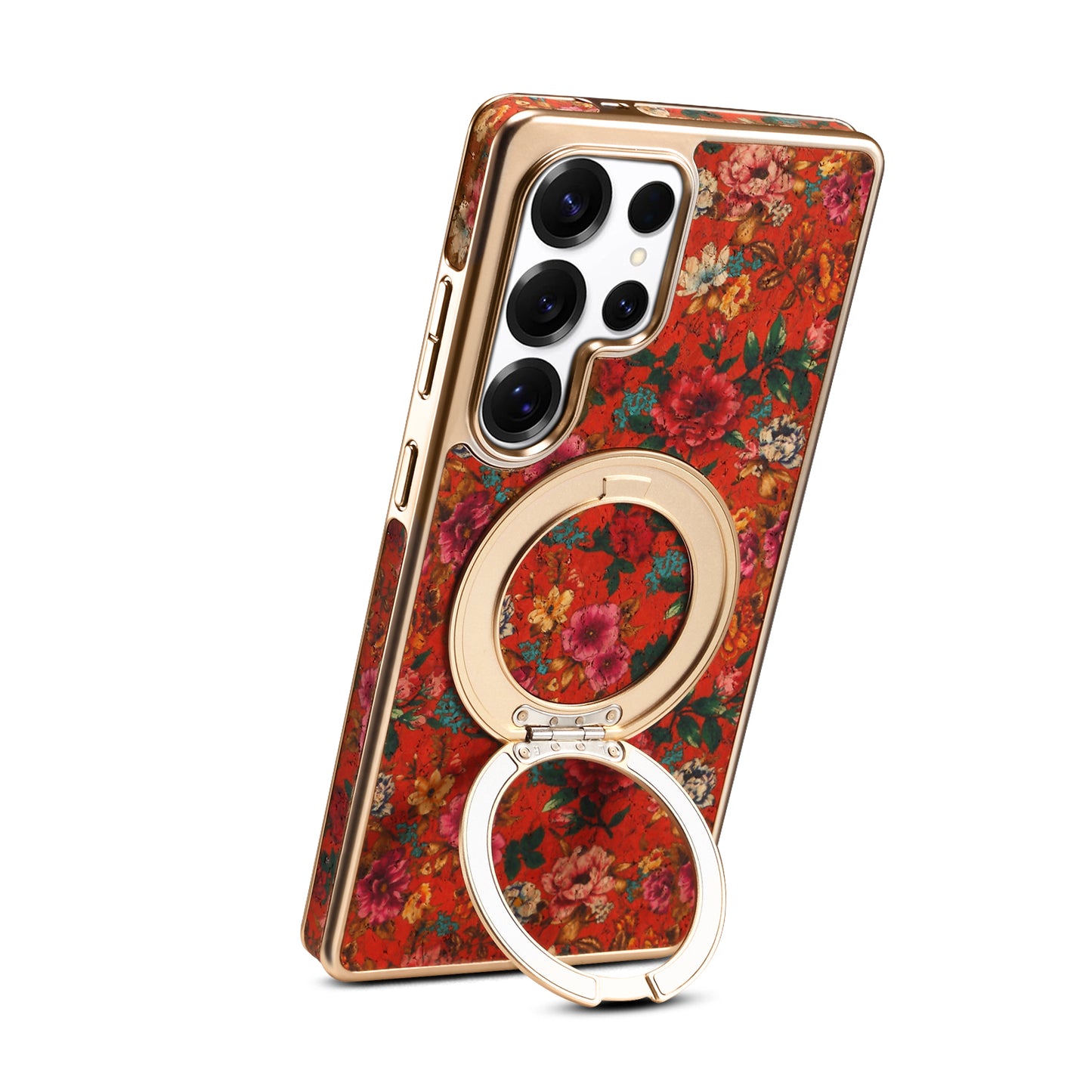 Cork Floral Rotating Electroplated Magnetic Phone Case (For Samsung)