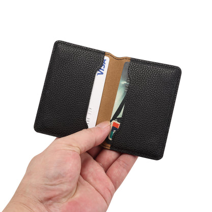 PU Faux Leather Lychee Texture Magnetic Card Holder