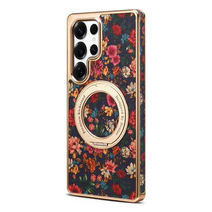 Cork Floral Rotating Electroplated Magnetic Phone Case (For Samsung)