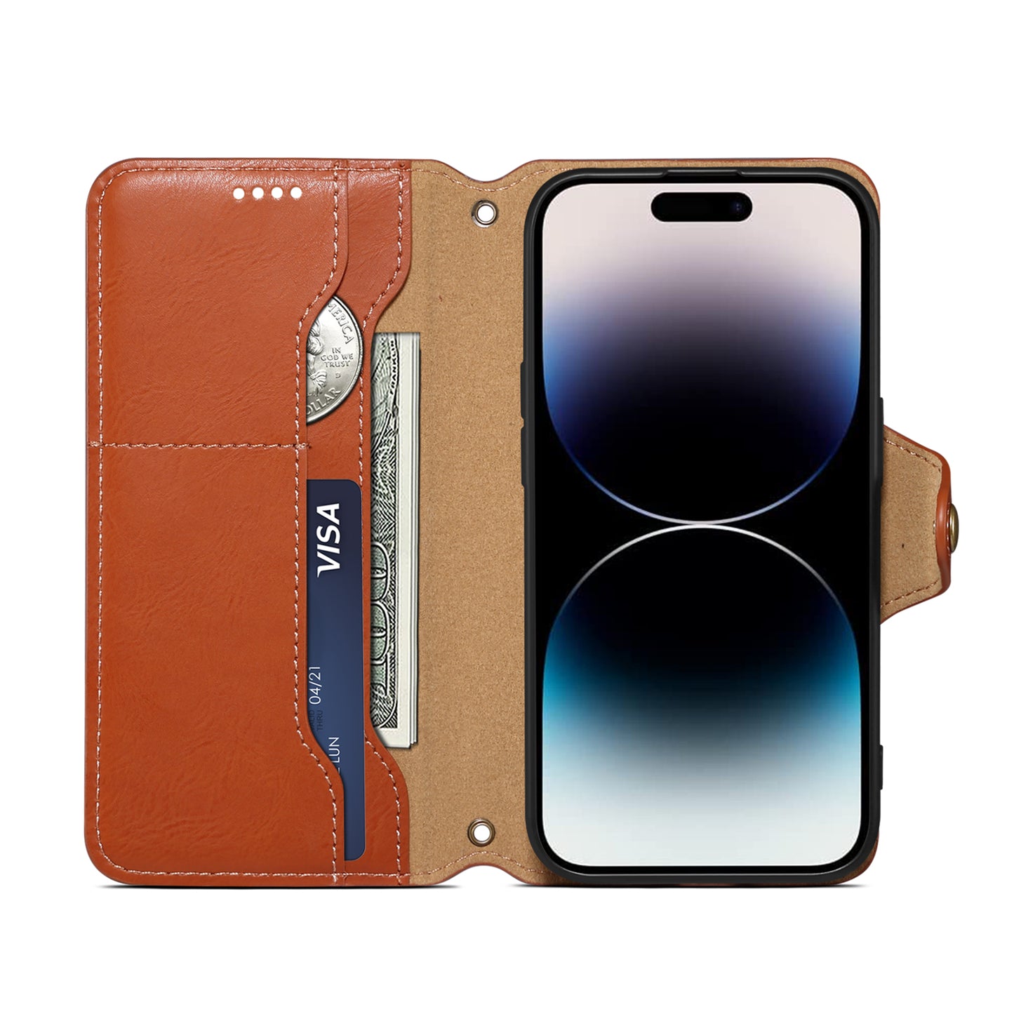 PU Faux Leather Pattern Button Stand Wallet Phone Case