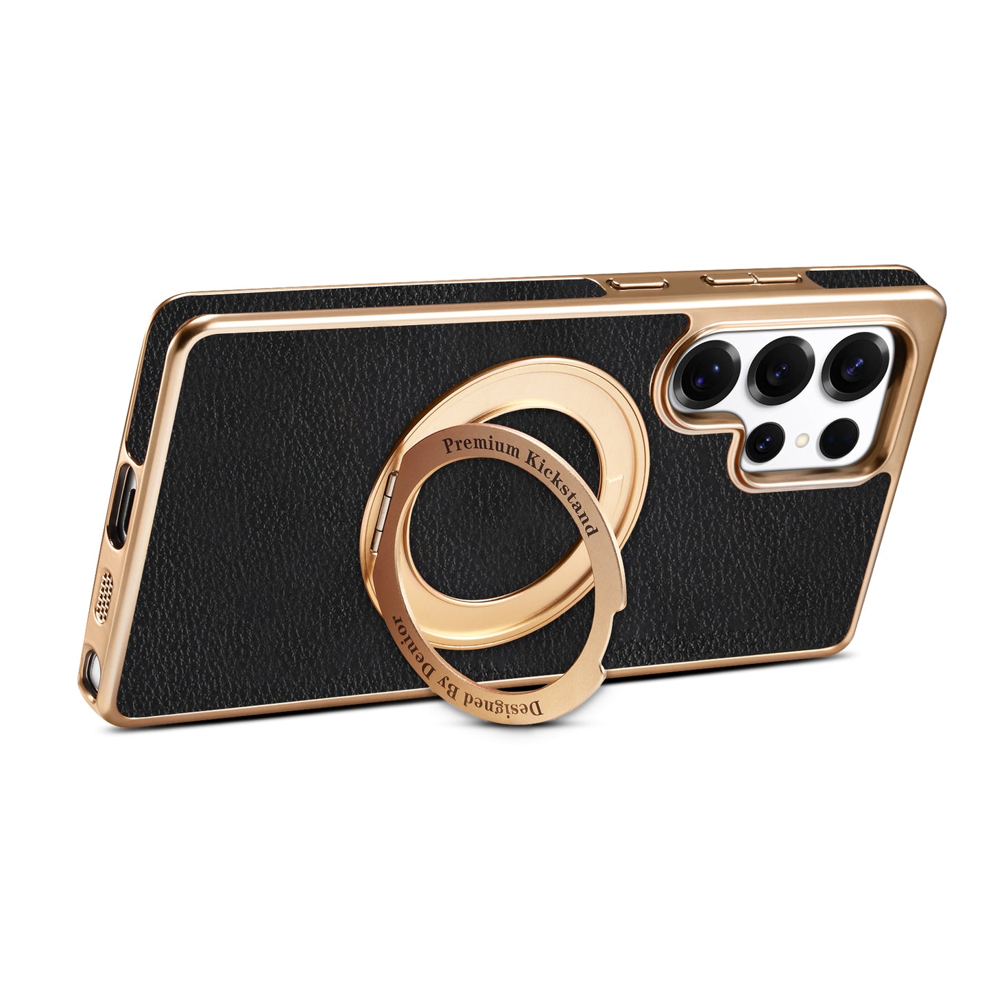 PU Faux Leather Litchi Texture Rotating Stand Electroplated Magnetic Phone Case (For Samsung)